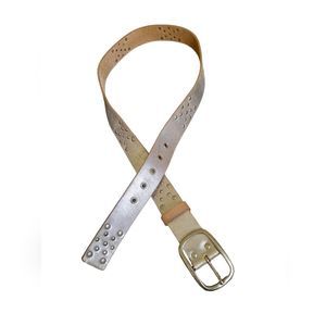 Painted matalic silver leather belt